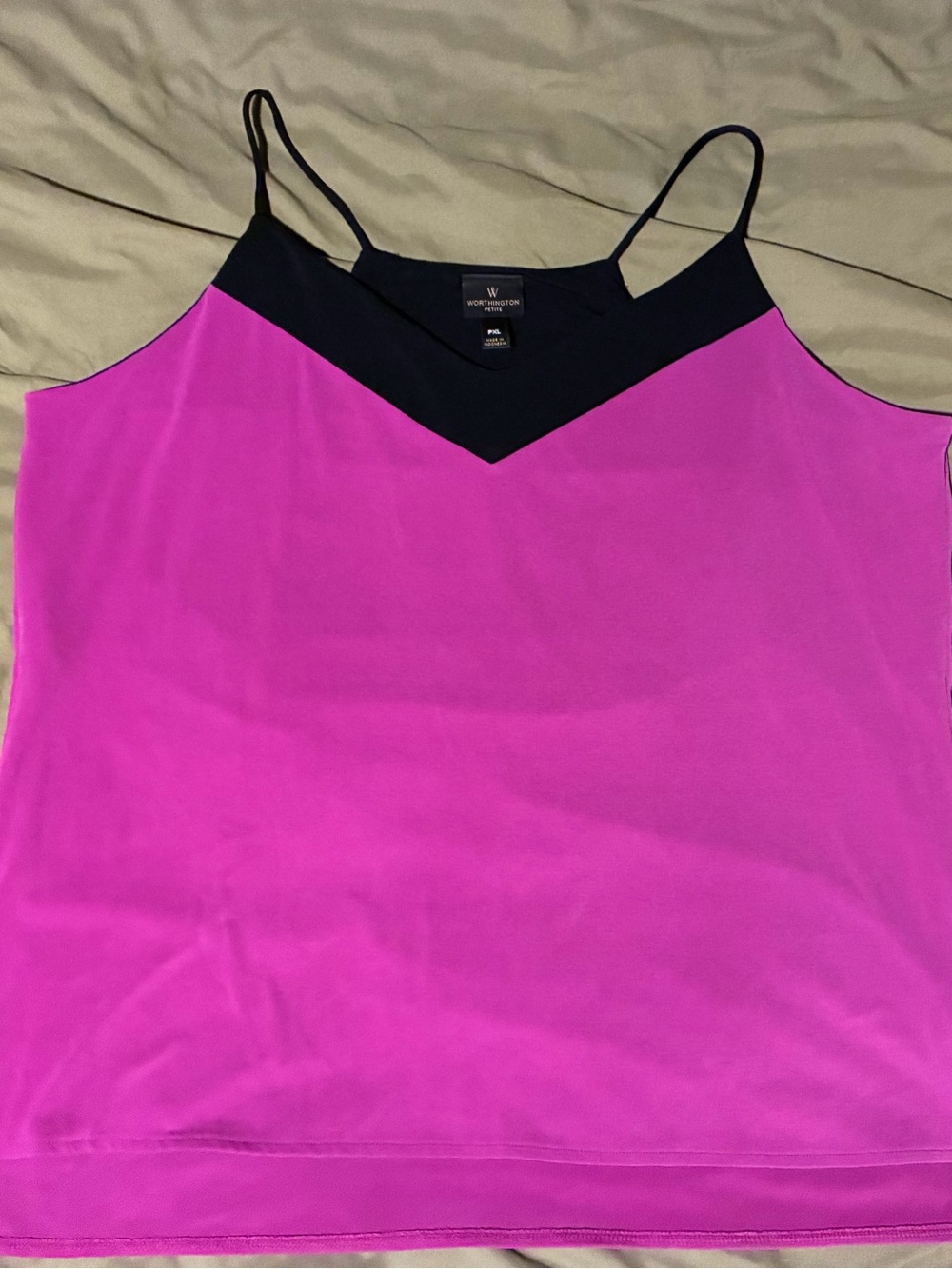 Worthington Hot Pink and Black V-Neck Spaghetti Strap Cami
